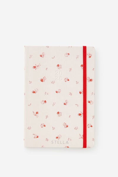 Personalised 2026 A5 Weekly Hard Metro Diary, Ditsy Pansy Pink Clay