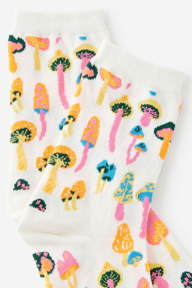 Mid Crew Socks, MUSHROOMS YDG