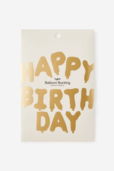 Balloon Bunting Set, HAPPY BIRTHDAY GOLD