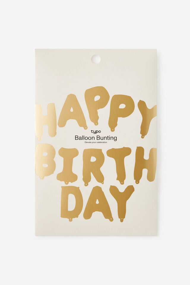 Balloon Bunting Set, HAPPY BIRTHDAY GOLD
