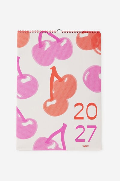 2027 A2 House Hub Calendar, POSIE/LAVA RED CHERRIES