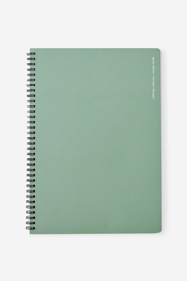 A4 Spiral Notebook, TYPO GREEN