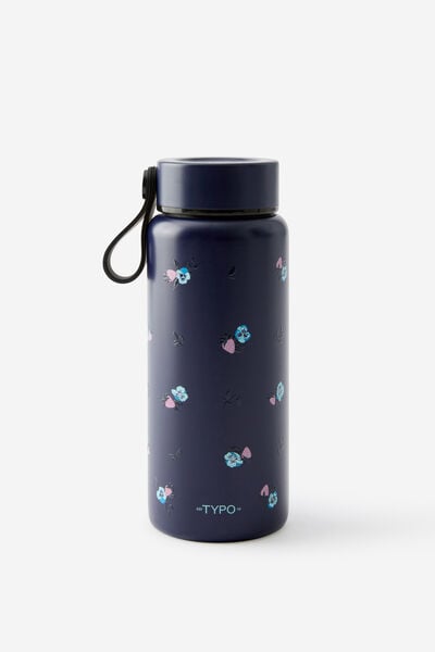 On The Move Drink Bottle 350ML 2.0, DITSY PANSY / MIDNIGHT