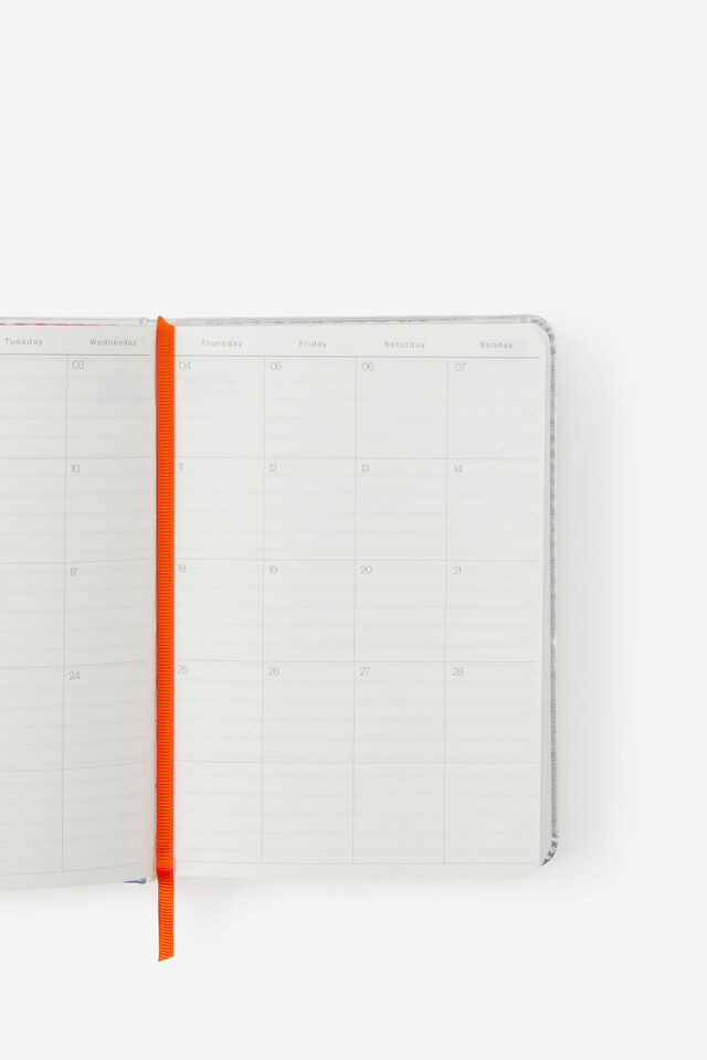 2027 B6 Daily On Schedule Diary, CHROME LAVA RED