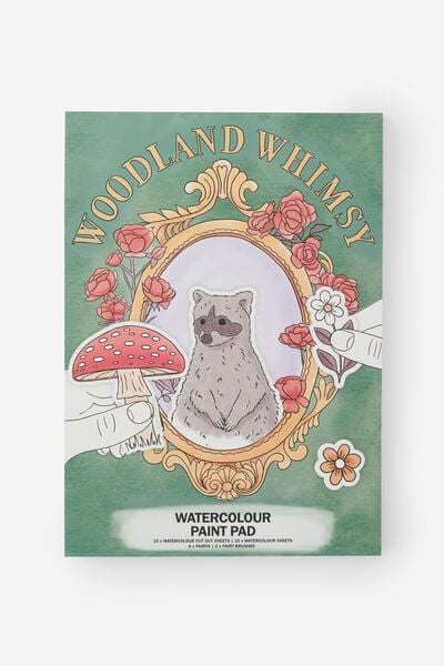 Large Watercolour Paint Pad, WOODLAND WHIMSY