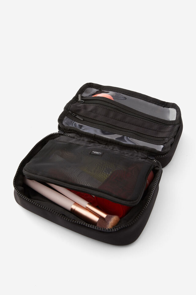 Personalised Flat Lay Wash Bag, BLACK