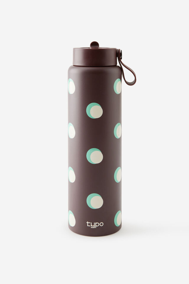 On The Move 1L Sipper Top, ESPRESSO POLKA