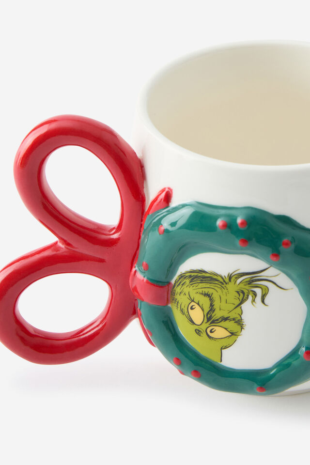 Collab Christmas Novelty Shaped Mug, LCN DRS GRINCH WREATH