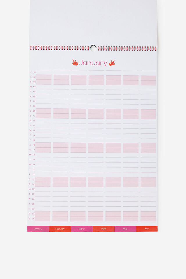 2027 A2 House Hub Calendar, POSIE/LAVA RED CHERRIES