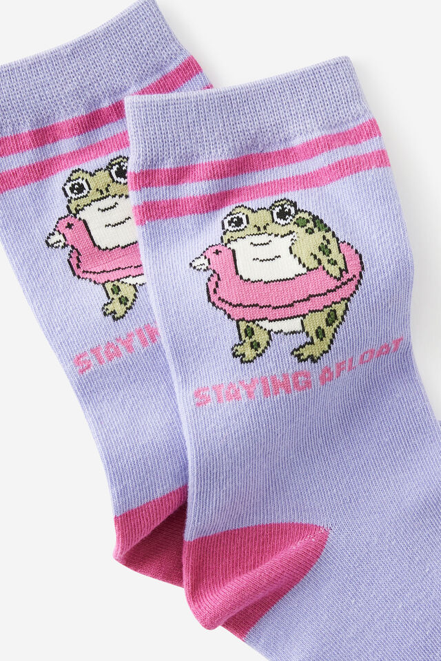 Mid Crew Socks, STAY AFLOAT FROG