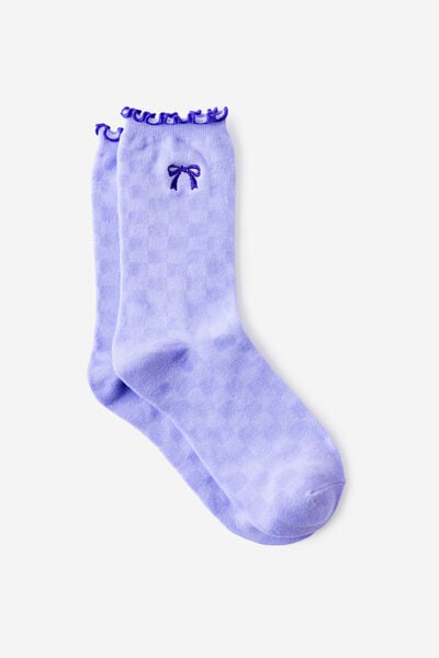 Socks, BOW WITH MICRO GINGHAM (S/M)