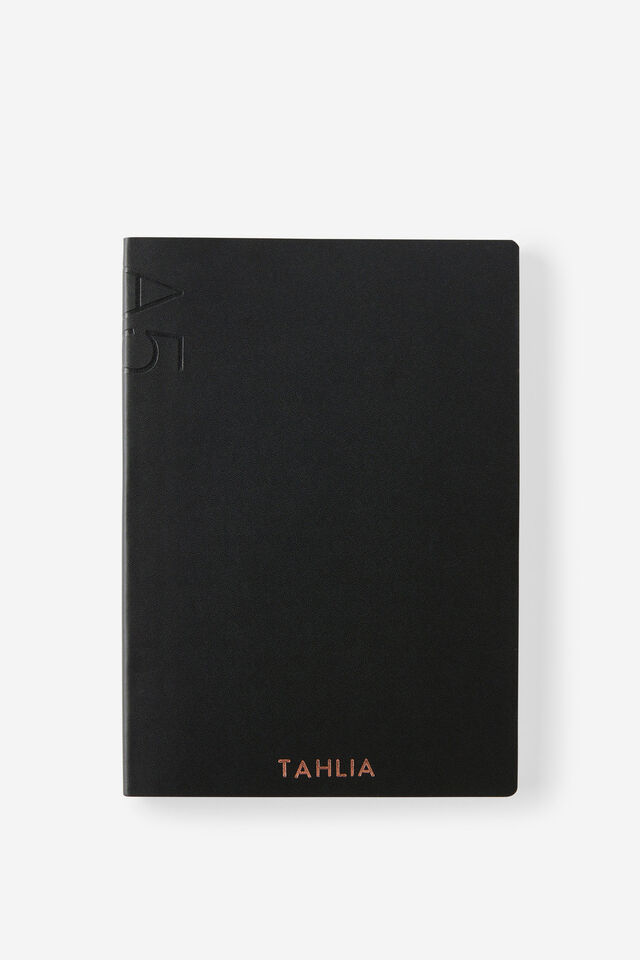 Personalised A5 Soft Cover Plain Notebook, BLACK
