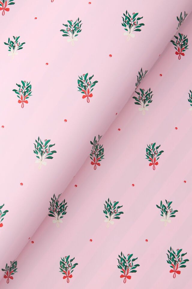 Premium Wrapping Paper Roll, MISTLETOE BOWS DOUBLE SIDED