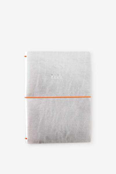 Personalised A5 Notebook Cover, CHROME