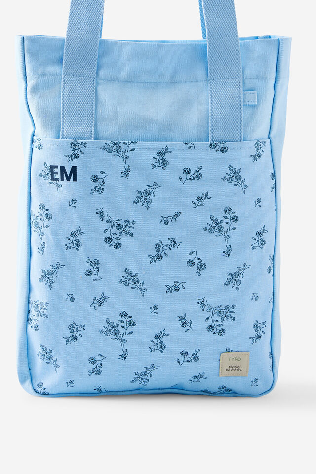 Personalised Campus Tote, BOUQUET DITSY STRIPE / BLUE SKIES