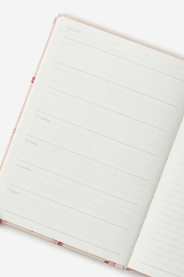 2026 B6 Weekly Hard Metro Diary, Ditsy Pansy Pink Clay