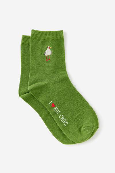 Mid Crew Socks, I  LOVE CHIPS