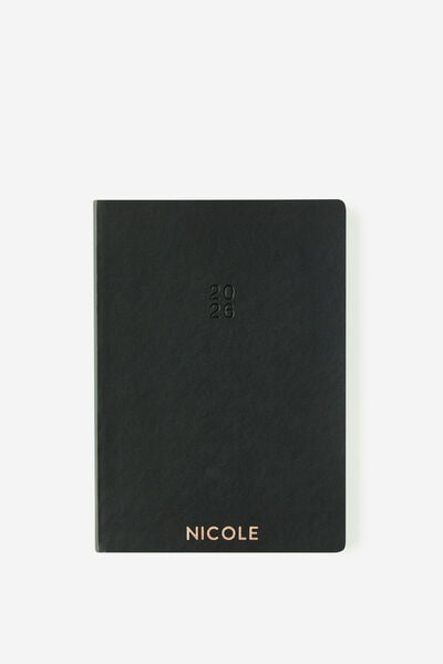 Personalised 2026 B6 Weekly Soft Metro Diary, Black