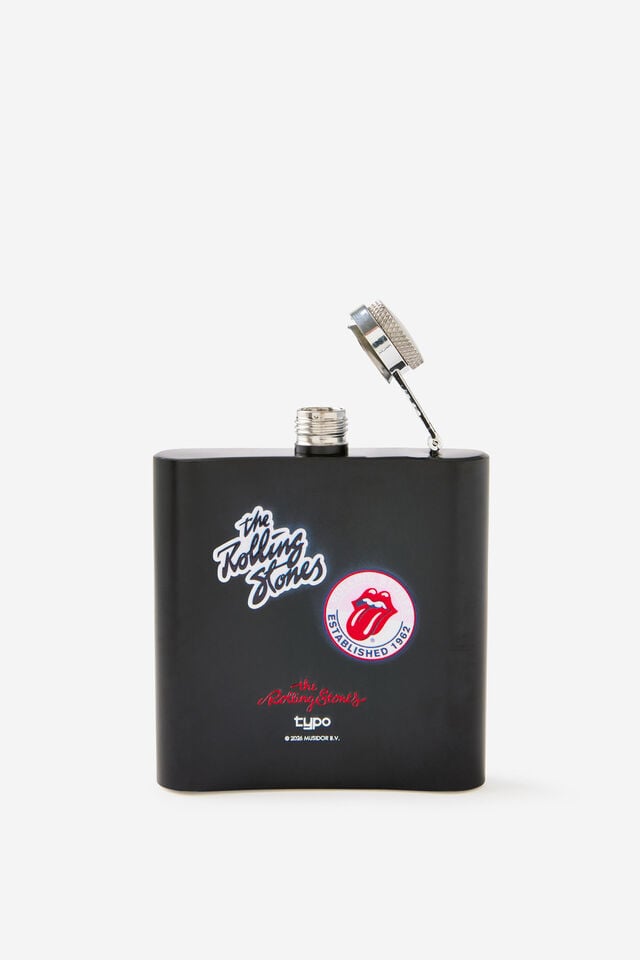 Personalised Metal Hip Flask, LCN BRA ROLLING STONES