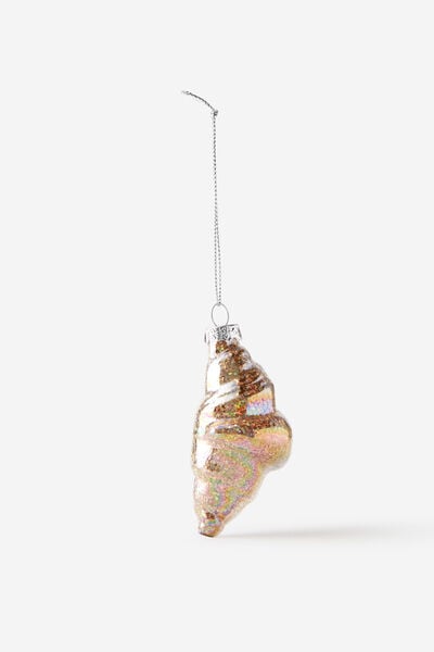 Christmas Glass Ornament, CROISSANT HOLOGRAPHIC