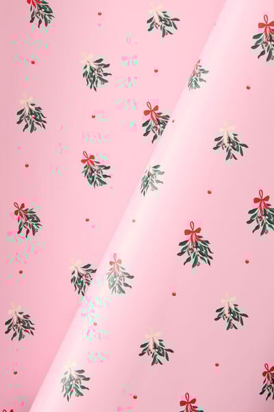 30M Christmas Wrapping Paper Roll, MISTLETOE BOWS