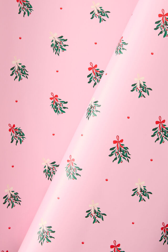 30M Christmas Wrapping Paper Roll, MISTLETOE BOWS