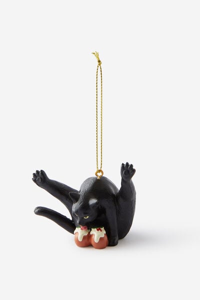 Resin Christmas Ornament, CAT LICKING PUDDING