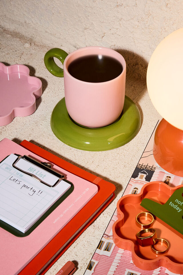 Bulbous Fashion Mug, OLIVE MOSS / STRAWBERRY PINK