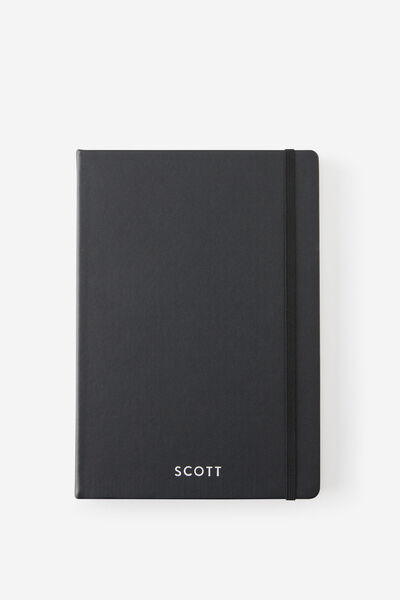 Personalised Metro B5 Hard Lined Notebook, Black