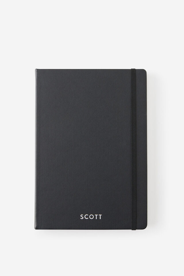 Personalised Metro B5 Hard Lined Notebook, Black