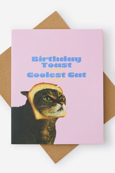 Funny Birthday Card 2.0, CAT WITH A TOAST