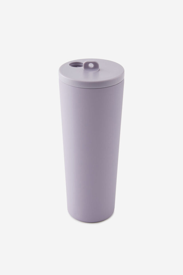 Hidden Straw Metal Smoothie Cup, SILVER LILAC