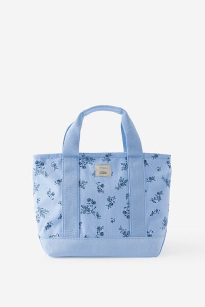Campus Lunch Tote, BOUQUET DITSY STRIPE / BLUE SKIES