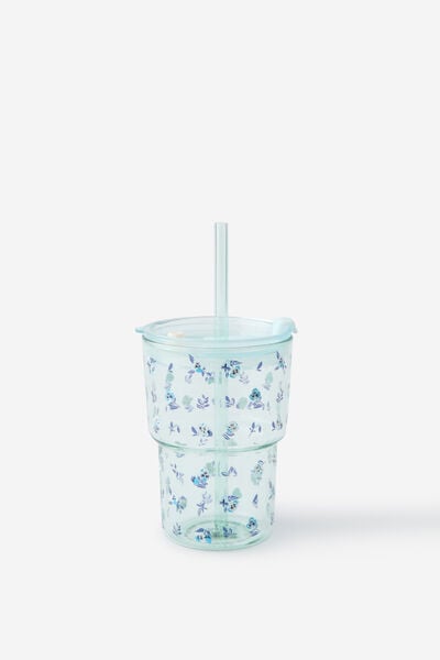 Love A Latte Glass Tumbler, DITSY FLORAL