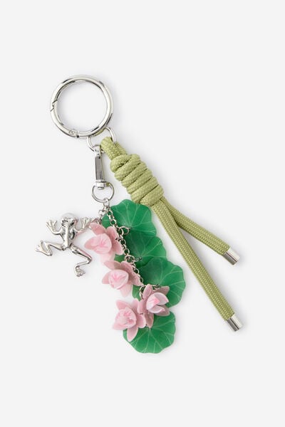 Bag Charm, LILY PAD FROG/SILVER