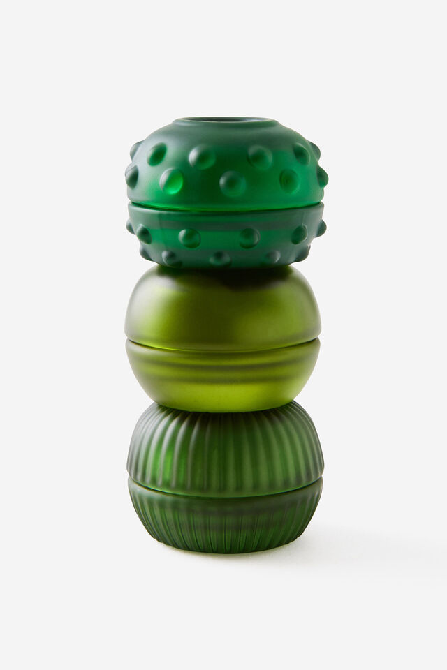 Mini Stackers Glass Tea Light Candle, HIDDEN FOREST GREEN SMOOTH