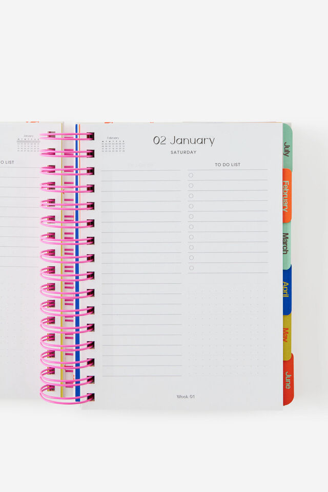 2027 A5 Daily Bright Days Diary, ECRU DITSY CHERRIES