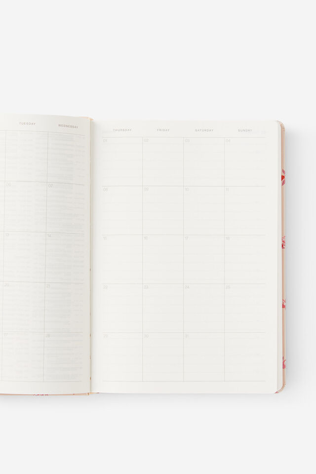 Personalised 2026 A5 Daily Hard Metro Diary, Ditsy Pansy Pink Clay