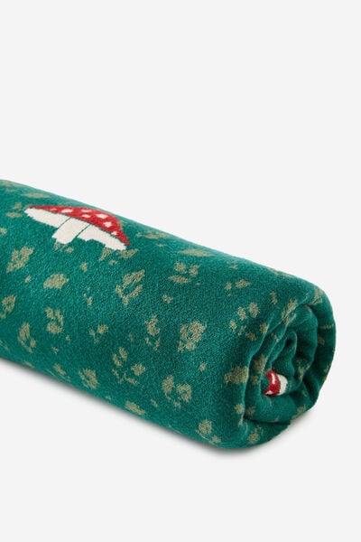 Patterned Throw, MUSHROOM AND DEERS