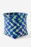 Woven Plastic Basket, GREEN/BLUE - alternate image 2