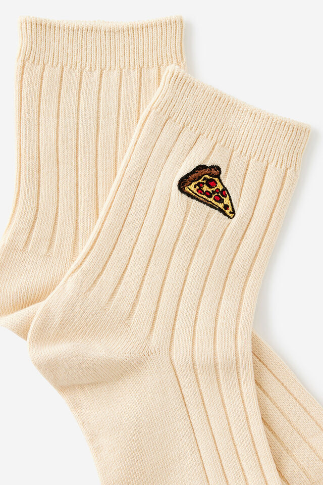 Mid Crew Socks, PIZZA EMB