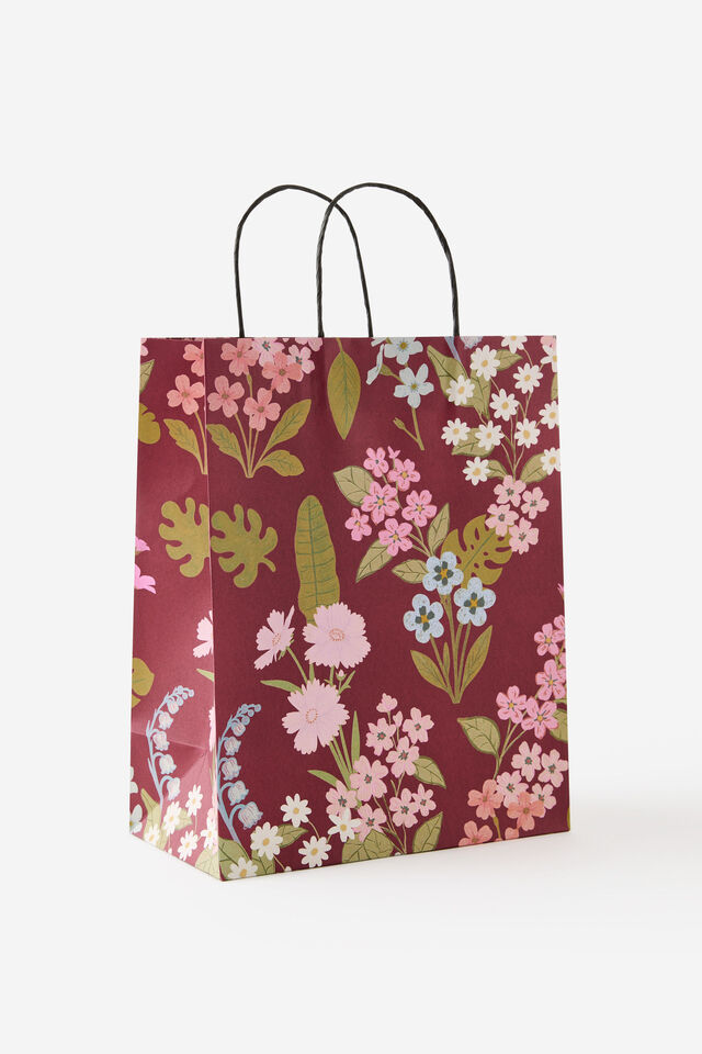 Gift Bag Medium, CABERNET WILDFLOWER