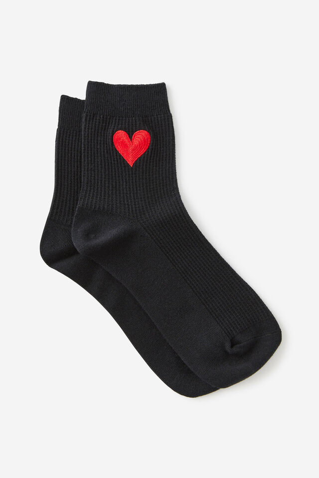 Mid Crew Socks, RED HEART EMB