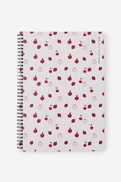 A4 Spiral Notebook, ECRU STRAWBERRIES