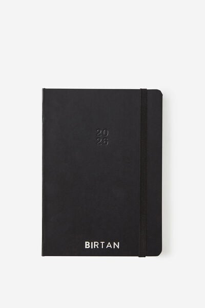Personalised 2026 B6 Weekly Hard Metro Diary, Black