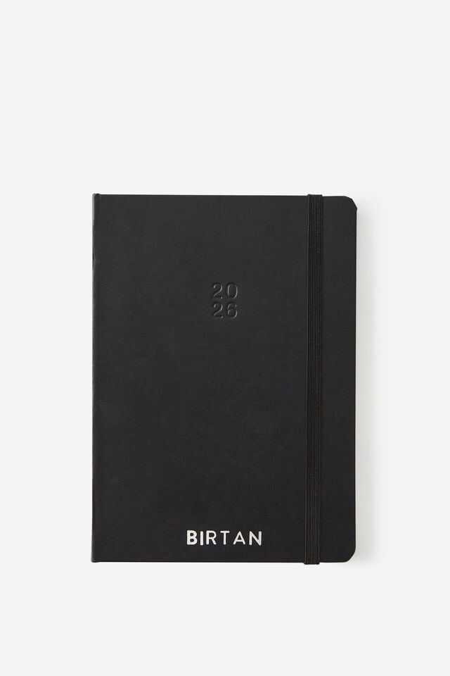 Personalised 2026 B6 Weekly Hard Metro Diary, Black