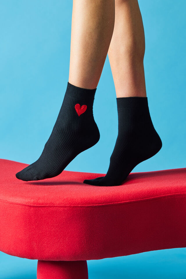 Mid Crew Socks, RED HEART EMB