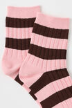 Mid Crew Socks, GEINIE STRIPE PINK - alternate image 2