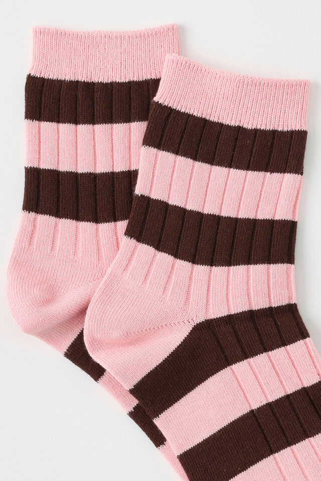 Mid Crew Socks, GEINIE STRIPE PINK