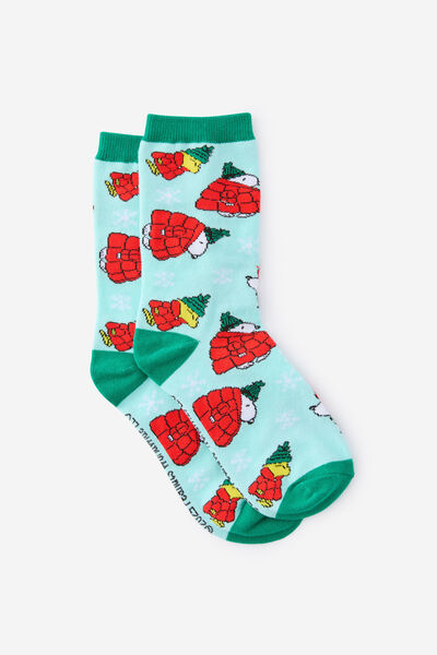 Christmas Novelty Socks, LCN PEA SNOOPY WOODSTOCK JACKET (S/M)